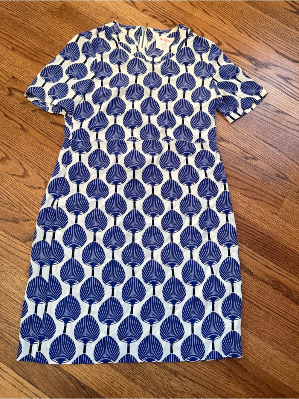 kate spade x Florence Broadhurst Blue & White Shell-Print Silk Dress